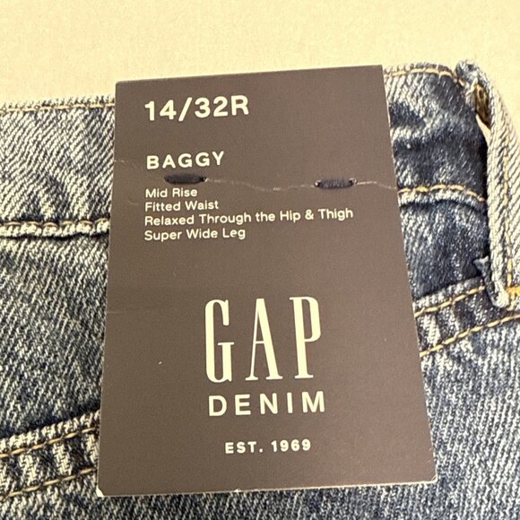 Gap Wide Leg High Rise Stride Jeans Baggy Oversized Blue Size 14R NWT $70 - Picture 6 of 8